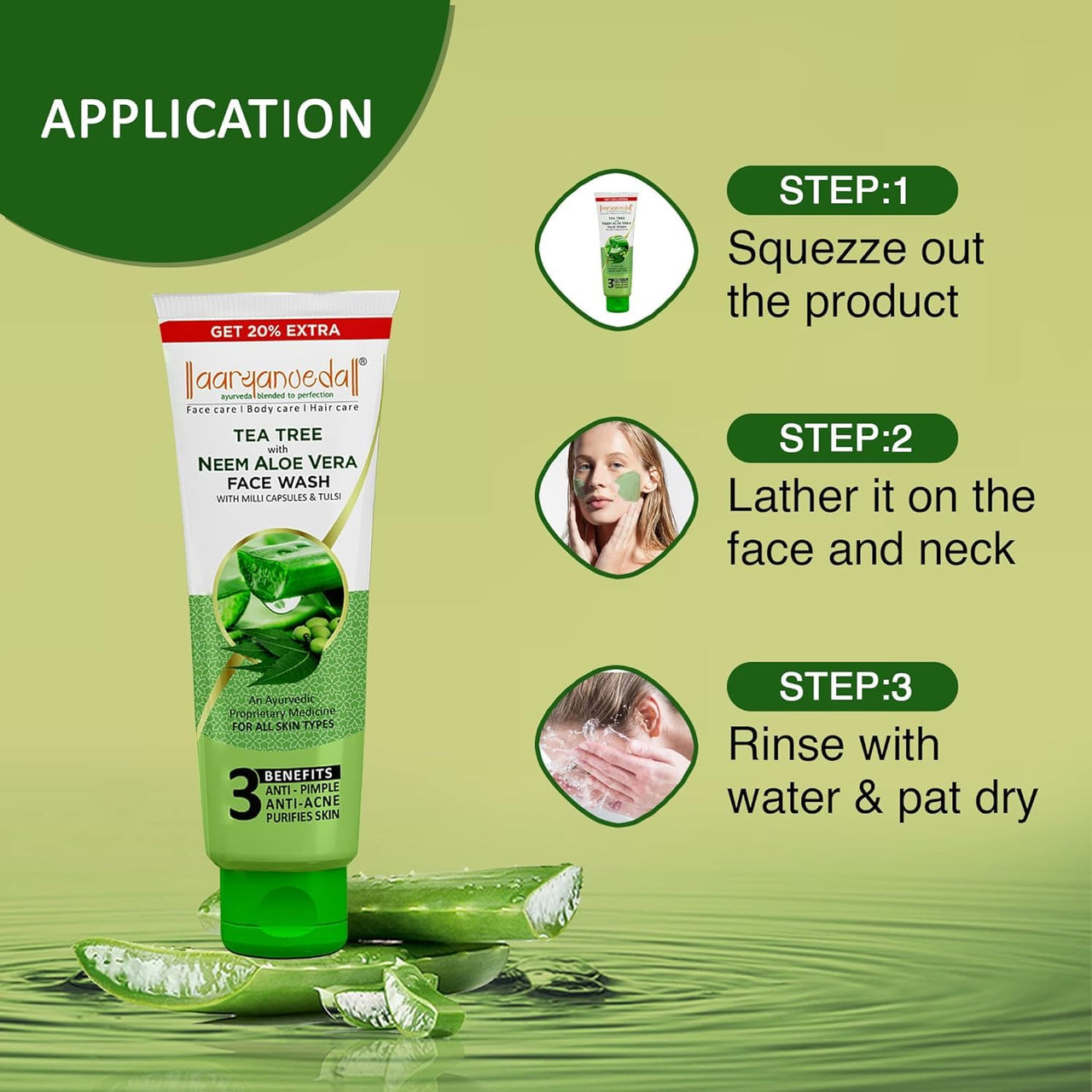 Aryanveda Tea Tree Face Wash With Neem & Aloe Vera Extracts, 120 Gm (Pack Of 2) (Tea Tree Face Wash + Whitofair Face Wash)