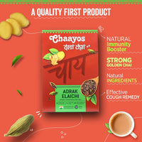 Chaayos Adrak Elaichi Tea (Ginger and Cardamom) - Premium Desi Chai Patti for Authentic Masala Flavour | Immunity Booster- 200g [100 Cups]