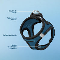 Voyager Step-in Air Dog Harness - All Weather Mesh Step in Vest Harness for Small and Medium Dogs and Cats by Best Pet Supplies - Harness (Blue/Black Trim), XL (Chest: 20.5-23