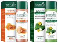 Biotique Honey Gel Soothe & Nourish Foaming Face Cleanser Foe All Skin Types, 120ml & Biotique Cucumber Pore Tightening Refreshing Toner with Himalayan Waters, 120ml