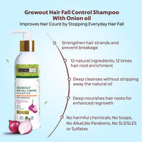 INDUS VALLEY Bio Organic Growout Shampoo 200ml for Hair Growth and Hairfall Control - 2 x 200g= 400g Set of 2