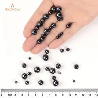 BEADNOVA Natural Hematite Beads Natural Crystal Beads Stone Gemstone Round Loose Energy Healing Beads with Free Crystal Stretch Cord for Jewelry Making (10mm, 36-38pcs) 10mm 23) Hematite Round Beads