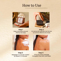 Mellow Chocolate & Almond Khali Body Scrub Soap | 100% Handmade Herbal Body Soap | Helps to Remove dirt and grime Cleanses and Moisturize Skin | No Paraben & Chemical Free - 100gm