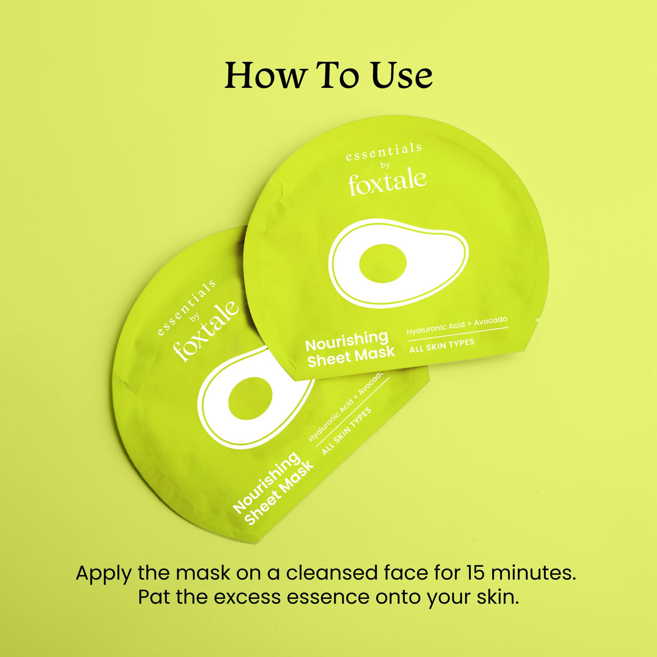 Foxtale Nourishing Sheet Mask with Hyaluronic Acid and Avocado for Nourishing & Hydration, Men & Women, 26g