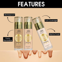 Beauty Berry High Coverage Waterproof Base Foundation | Oil Free, Long Wearing & Lightweight Foundation | Full Coverage Foundation for Face Makeup Enriched with Jojoba Seed Oil (05 - Classic Ivory, 55g)