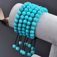 Massive Beads Natural Healing Power Gemstone Crystal Beads Unisex Adjustable Macrame Bracelets 8mm Blue Turquoise