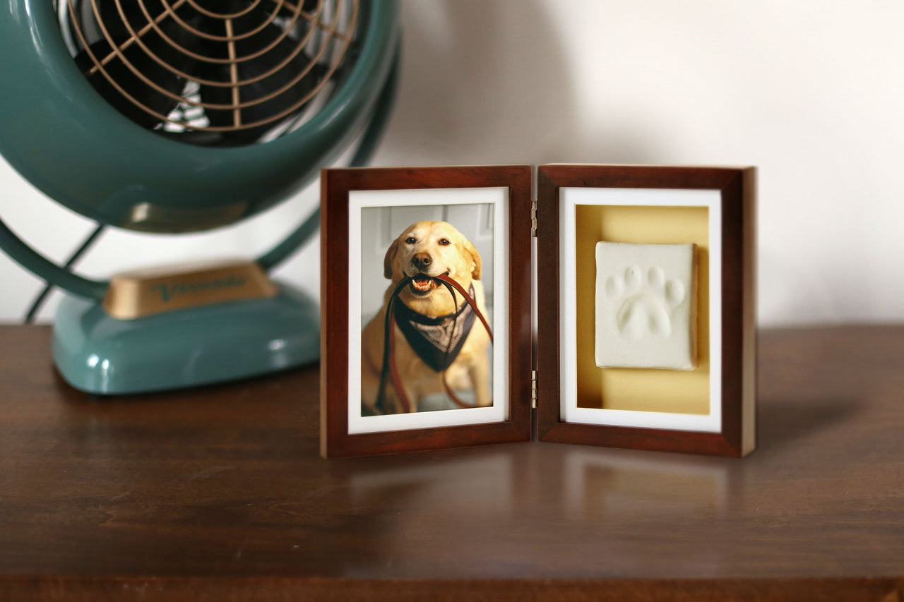 Pearhead Pet Paw Print Photo Frame With Clay Imprint Kit, Pawprint Making Kit, Cat Or Dog Memorial Keepsake Gift, Pet Home Dcor, Wooden Tabletop Picture Frame, Espresso