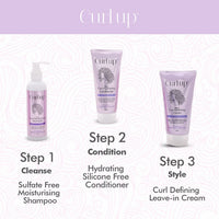 Curl Up Curl Care Bundle with Curly Hair Shampoo, Conditioner and Leave in Curl Defining Cream - For Dry Frizzy, Wavy & Curly Hair - Sulphate Paraben And Silicone Free (Combo of 3)
