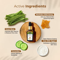 INDUS VALLEY Brightening Depigmentation Elixir Hydrating Face Serum with Cow Yogurt, Mashobra Wild Honey & Greenbean Extract | Reduces Pigmentation, Dark Spots & Dullness - 20ml