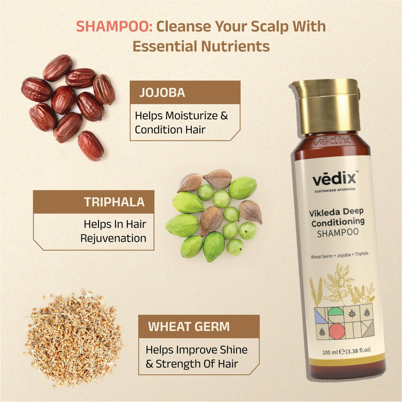 Vedix Customized Dandruff Care Regimen For Dry Hair - Oily Scalp & Straight Hair-3 Product Kit-Shampoo, Hair Oil, Nuyantra Pro Hair Growth Serum