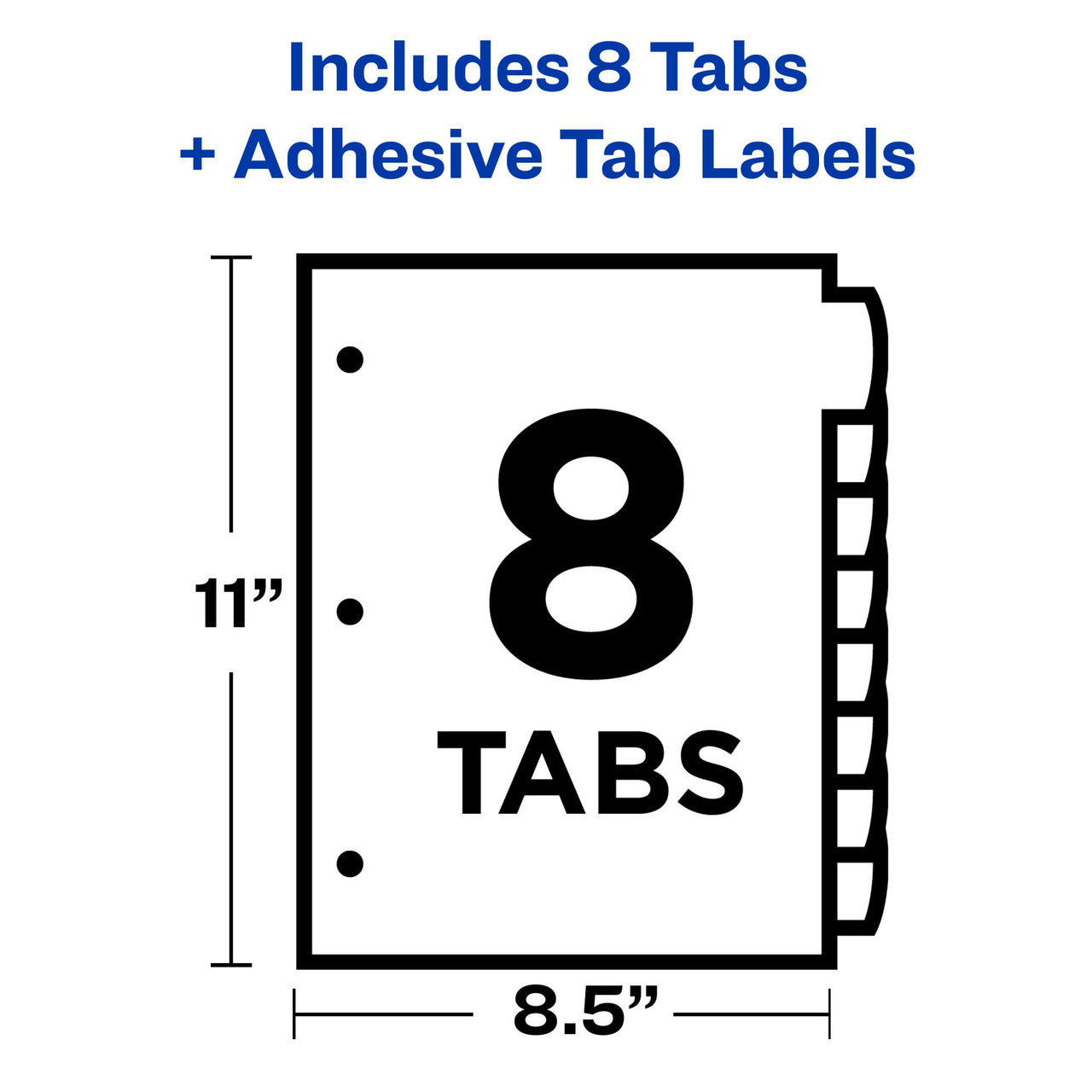 Avery Ultralast Big Tab Plastic Dividers for 3 Ring Binders, 8-Tab Set, Multicolor with White Labels, 1 Set (24901) 8 tab