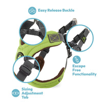 Gooby Escape Free Memory Foam Harness - Green, Large - No Pull Step-in Small Dog Harness with Four Point Adjustment - Perfect on The Go Dog Harness for Medium Dogs No Pull and Small Dogs Large Chest (16.5~24.25
