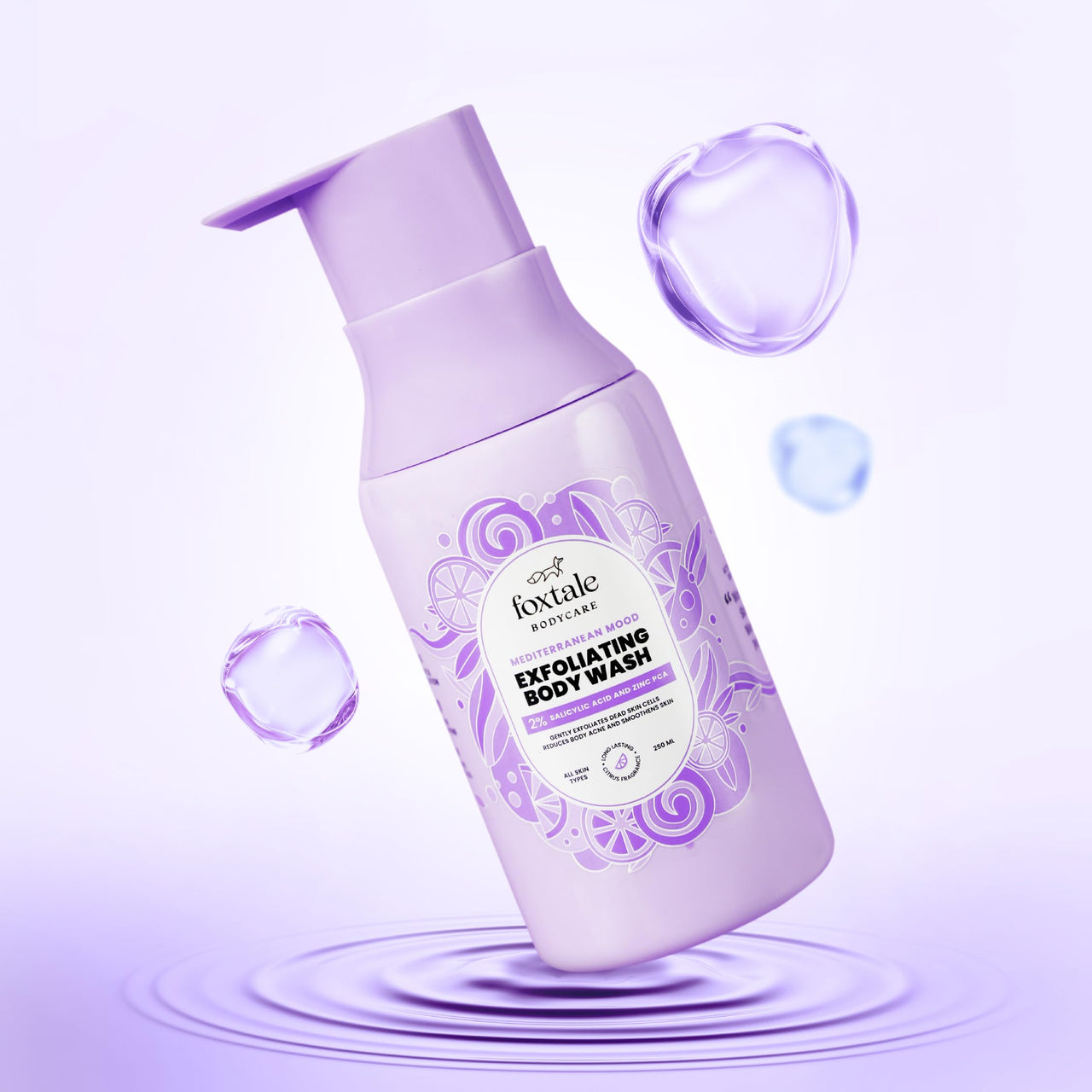 FoxTale 2% Salicylic Acid Exfoliating Body Wash With Zinc Pca|Reduces Body Acne, Strawberry Skin & Ingrown Hair|Smoothens Uneven Texture In 28 Days|Body Wash Men & Women|Exfoliating Shower Gel|250 Ml