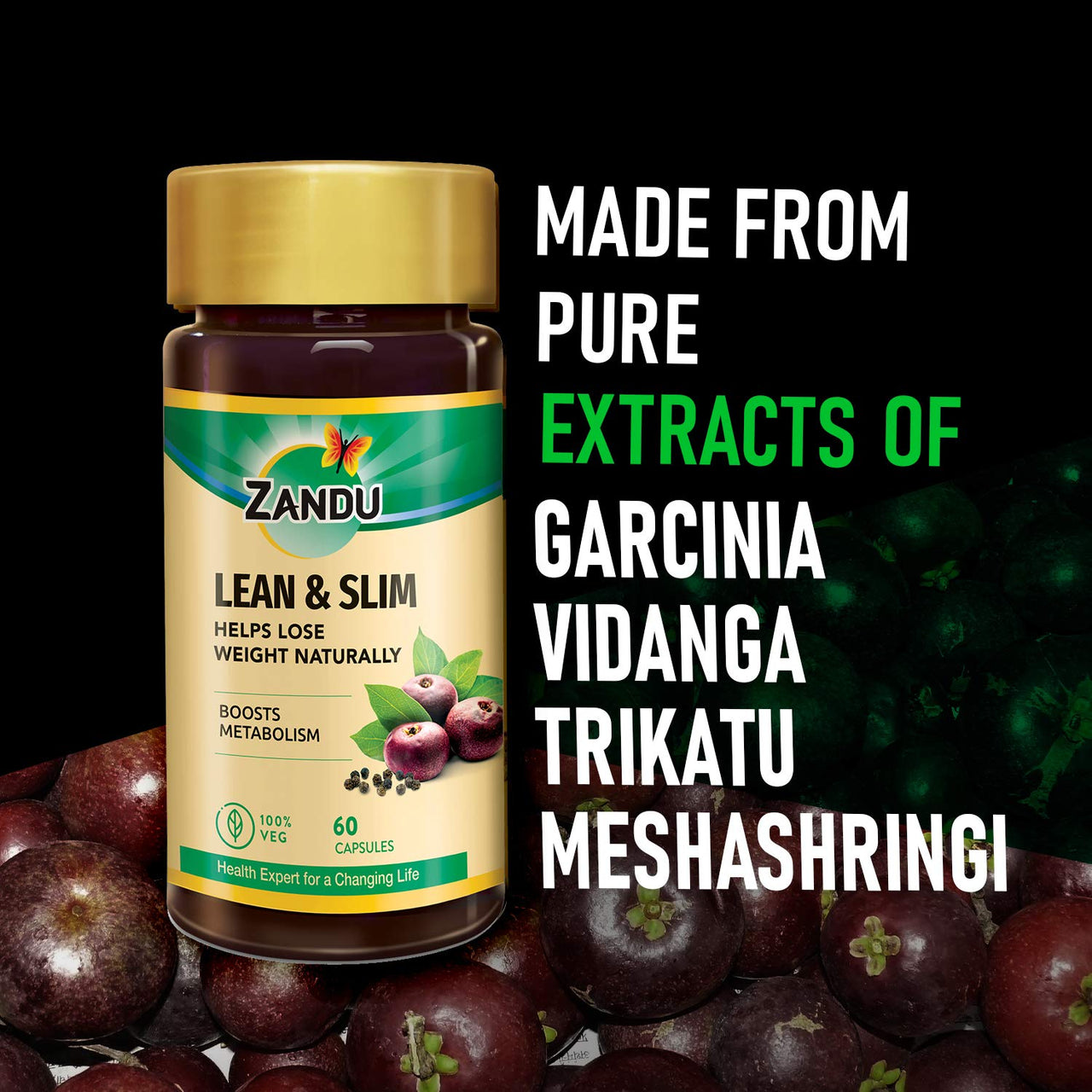 Zandu Lean & Slim | Enriched With The Goodness Of 6 Herbs To Help You In Weight Loss Journey | Acts As A Metabolism Booster & Supports Weight Management, (60 Caps), Pack of 1