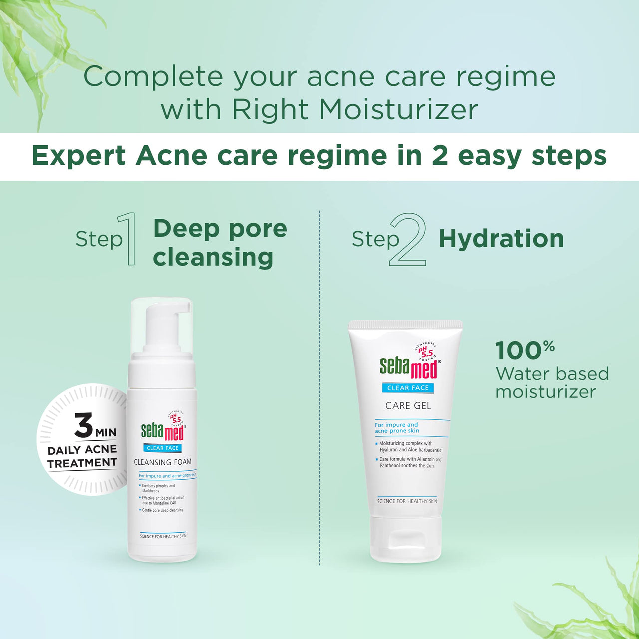 Sebamed Clear Face Care Gel | pH 5.5 |Non-sticky Moisturizer with Hyaluronic acid, Aloe Vera | Dermatologically & clinically tested | 50ml, Pack of 4