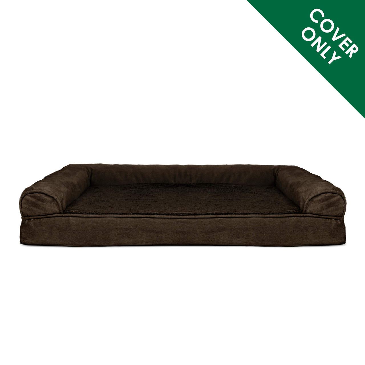 Furhaven Replacement Dog Bed Cover Plush & Suede Sofa-Style, Machine Washable - Espresso, Jumbo Plus (XX-Large) Cover Only 53.0"L x 40.0"W x 0.3"Th (Plush & Suede) Espresso