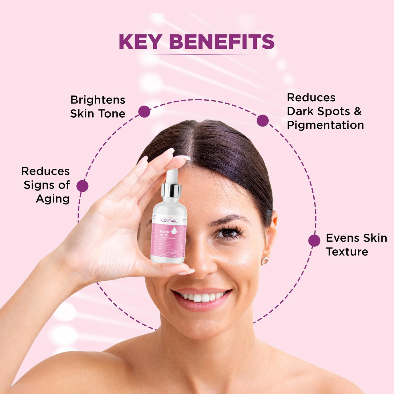 Kozicare Kojic Acid Face Serum For Acne And Dark Spots | Face Serum For Women & Men | Fast Absorbing & Deep Hydration |Helps Achieve a Radiant & Even Tone Skin -30 ML