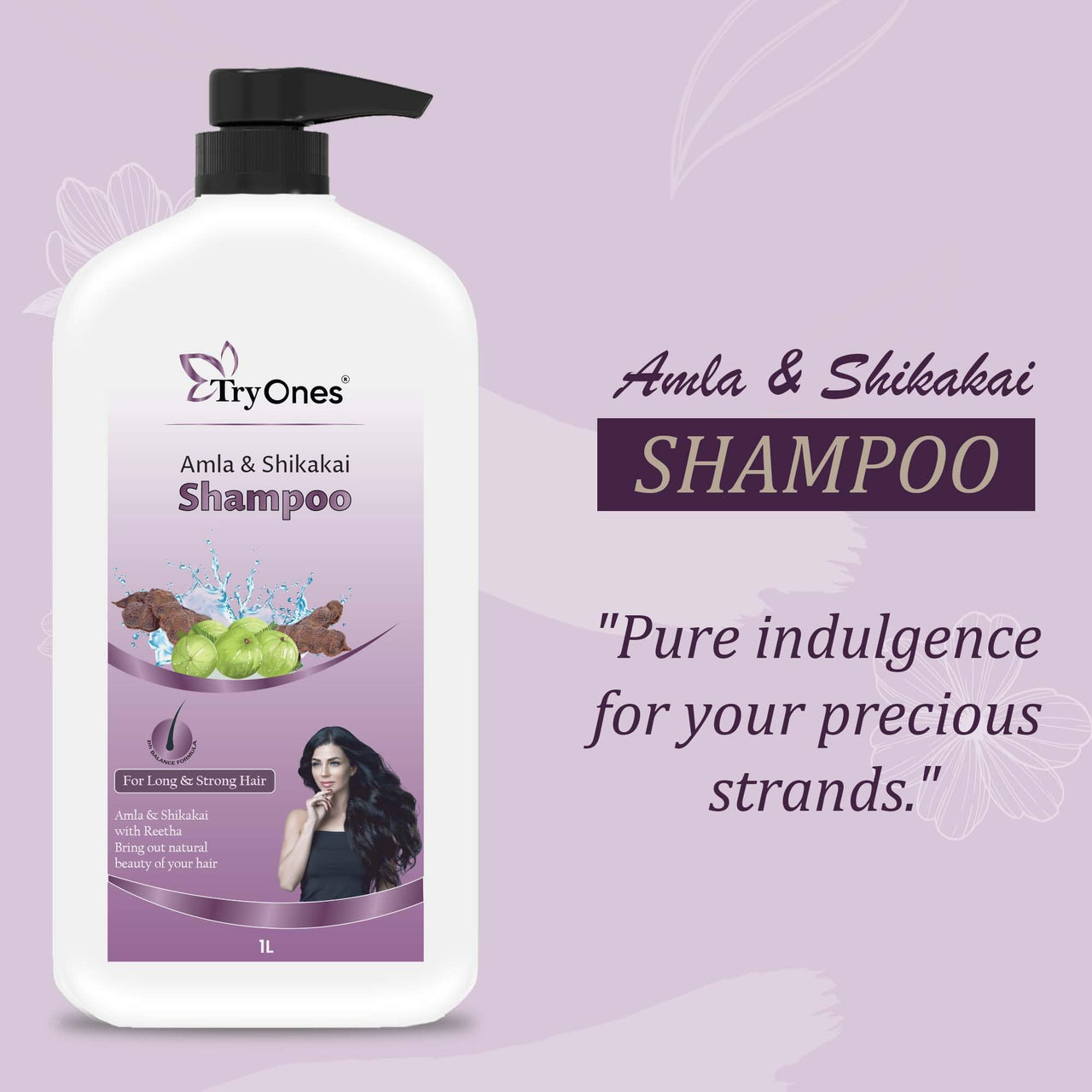 TryOnes Amla Shikakai Shampoo For Thick&Strong Hair,Damage Control,Hair Growth&Hair Fall|For Women&Men(1000 Ml)
