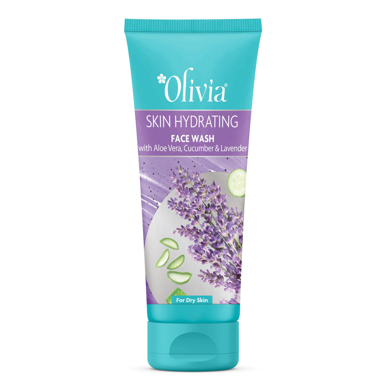 Olivia Hydrating Face Wash With Aloe Vera Cucumber And Lavender | Face Wash For Dry Skin, Normal Skin & Sensitive Skin | Gently Cleanses Skin From Dirt & Oil, Paraben Free - 100Ml