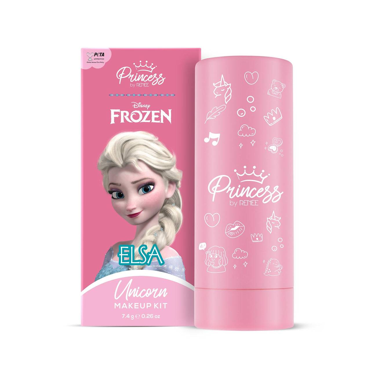 RENEE Disney Frozen Princess Unicorn Makeup Kit Elsa 7.4 Gm,Pre-Teen Girls,Includes 2 Matte,4 Shimmer Eyeshadows,Lip Butter,Lip&Cheek Tint,Compact&Travel Friendly,Cruelty-Free&Vegan, 1 Count