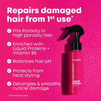 Matrix Opti.Repair Professional Porosity Filling Spray | Liquid Protein + Vitamin B5 | Repairs Damage from 1st Use* | Heat Protection, reduced Split Ends, Breakage, Knotting, 100 ml