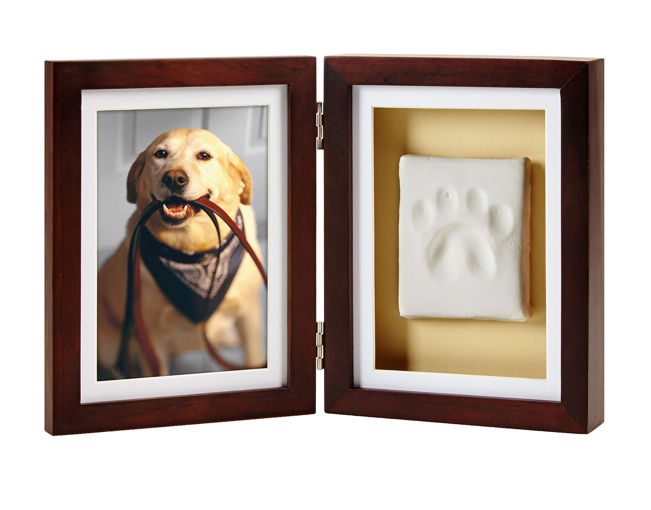 Pearhead Pet Paw Print Photo Frame With Clay Imprint Kit, Pawprint Making Kit, Cat Or Dog Memorial Keepsake Gift, Pet Home Dcor, Wooden Tabletop Picture Frame, Espresso