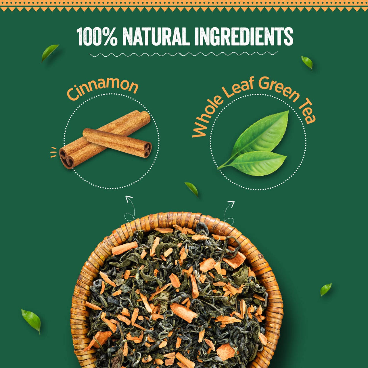 Chaayos Cinnamon Green Tea|Cinnamon Tea|Whole Leaf Loose Tea|Immunity Boosting - 100Gram [50 Cups]|Antioxidant Green Tea|Green Tea
