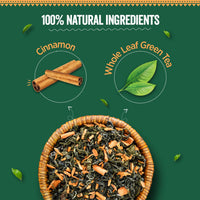 Chaayos Cinnamon Green Tea|Cinnamon Tea|Whole Leaf Loose Tea|Immunity Boosting - 100Gram [50 Cups]|Antioxidant Green Tea|Green Tea