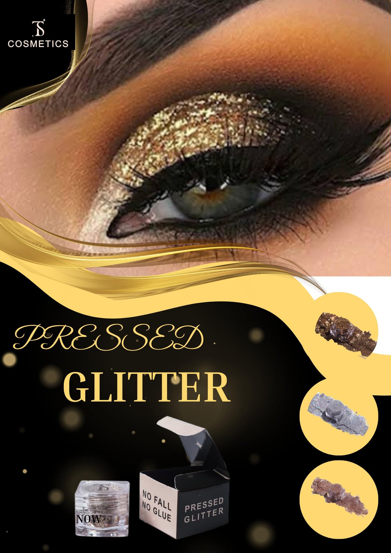 TS COSMETICS Pro Glitter Eyeshadow Palette – Rosey | Pressed Glitter, Shimmer & Matte Finishes | Highly Pigmented, Long-Lasting Eye Makeup