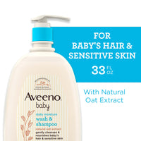 Aveeno Baby Gentle Wash and Shampoo with Natural Oat Extract, Tear and Lightly Scented, 33 fl. Oz (976ml)