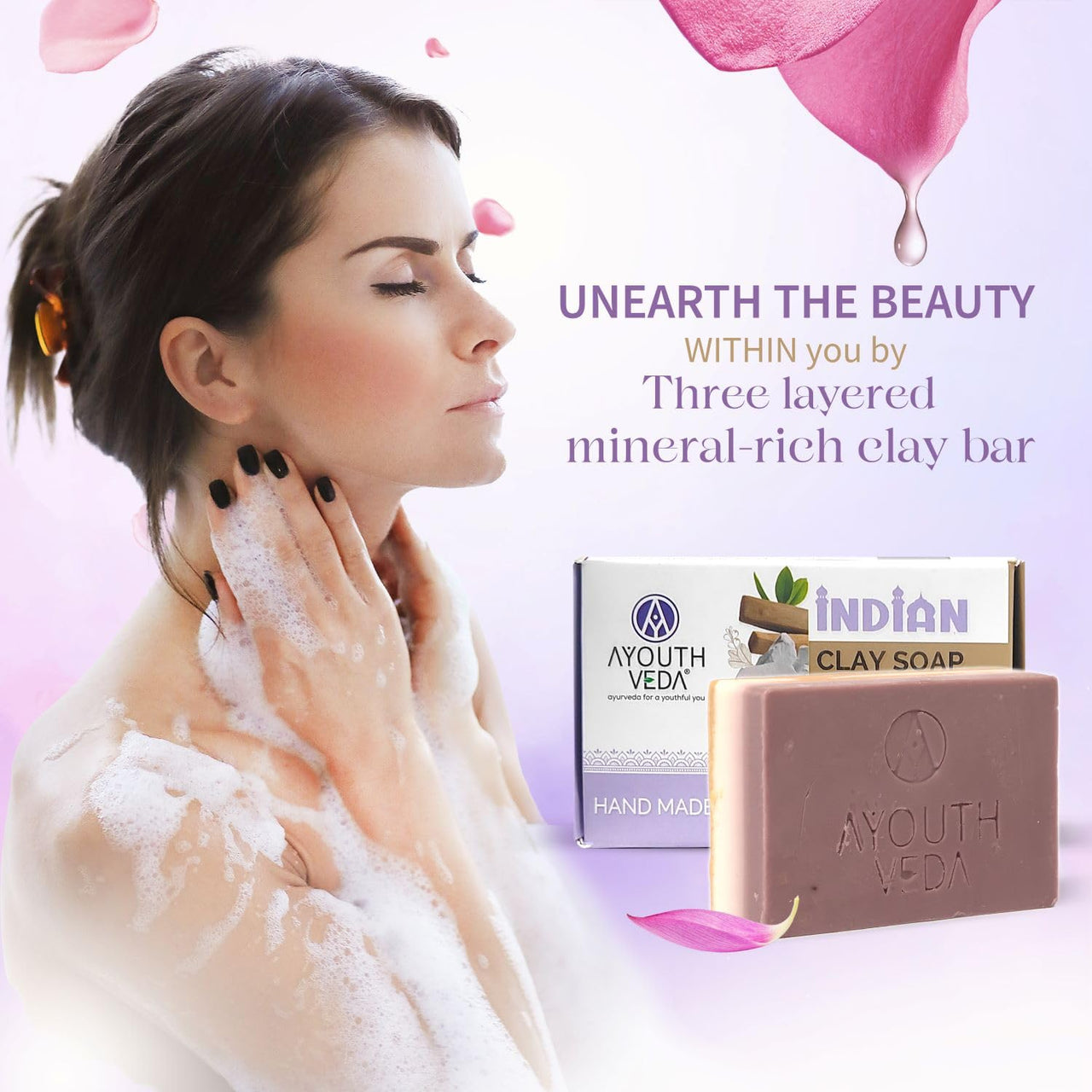 Ayouthveda Homemade Herbal Soap Gift Pack | Deep Cleansing, Exfoliating & Moisturizing Bathing Soaps | Skin Revitalizing Properties | Valentine Day Giftset (Pack Of 4)