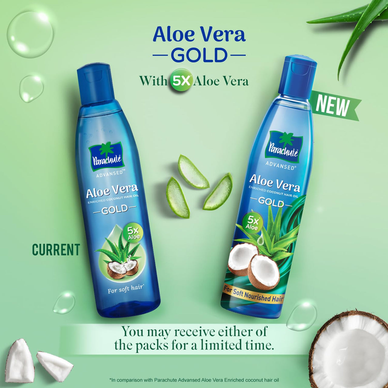 Parachute Hair Cream for Men, 100ml (Pack of 3)|Hair Cream After Shower |Non Sticky Oil Replacement,Parachute Advansed Aloe Vera Enriched Coconut Hair Oil Gold | 5X Aloe Vera With Coconut Oil| Makes