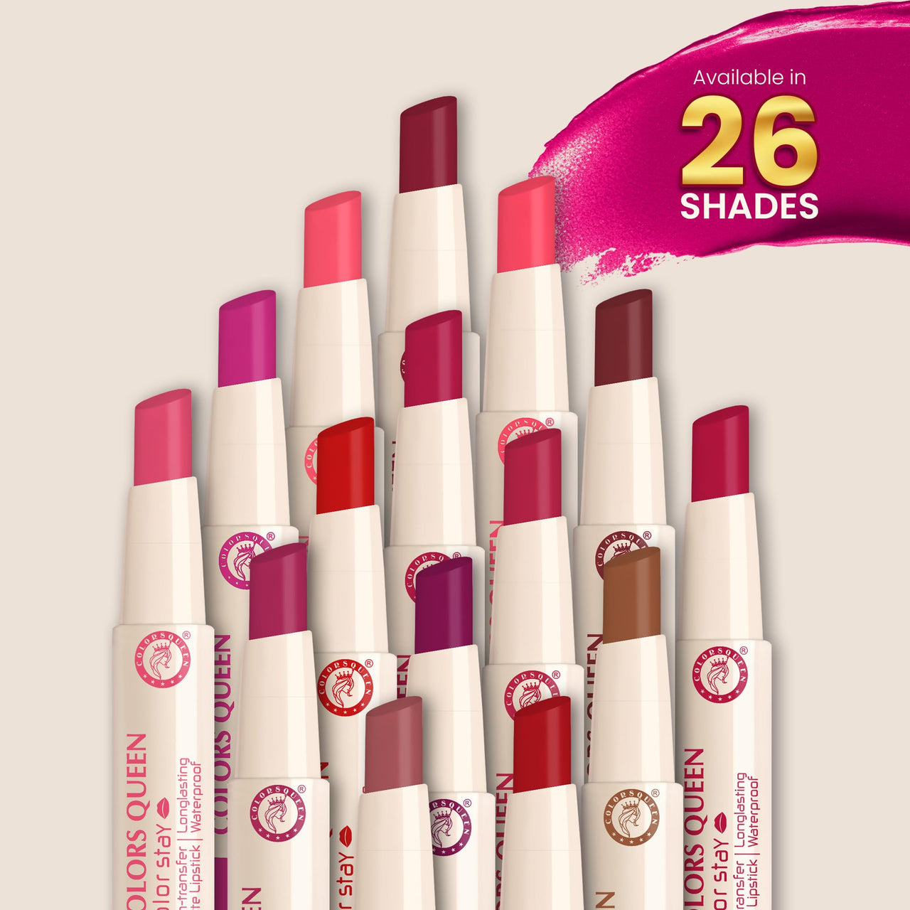 Colors Queen Color Stay Matte Lipstick | Highly Pigmented Ultra Matte Long Lasting Lipstick | One Stroke Application, Hydrating & Weightless Formula | Non Transfer Lipstick for Women (Bridal Maroon, 2.1g)