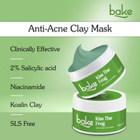 BAKE 2% Salicylic Acid Clay Mask Niacinamide for Acne Prone, Oily Skin, Open Pores & Blackheads | Anti Acne Clay Mask with Kaolin Clay | For Dark Spots, Oily Skin & Blemishes - 100g
