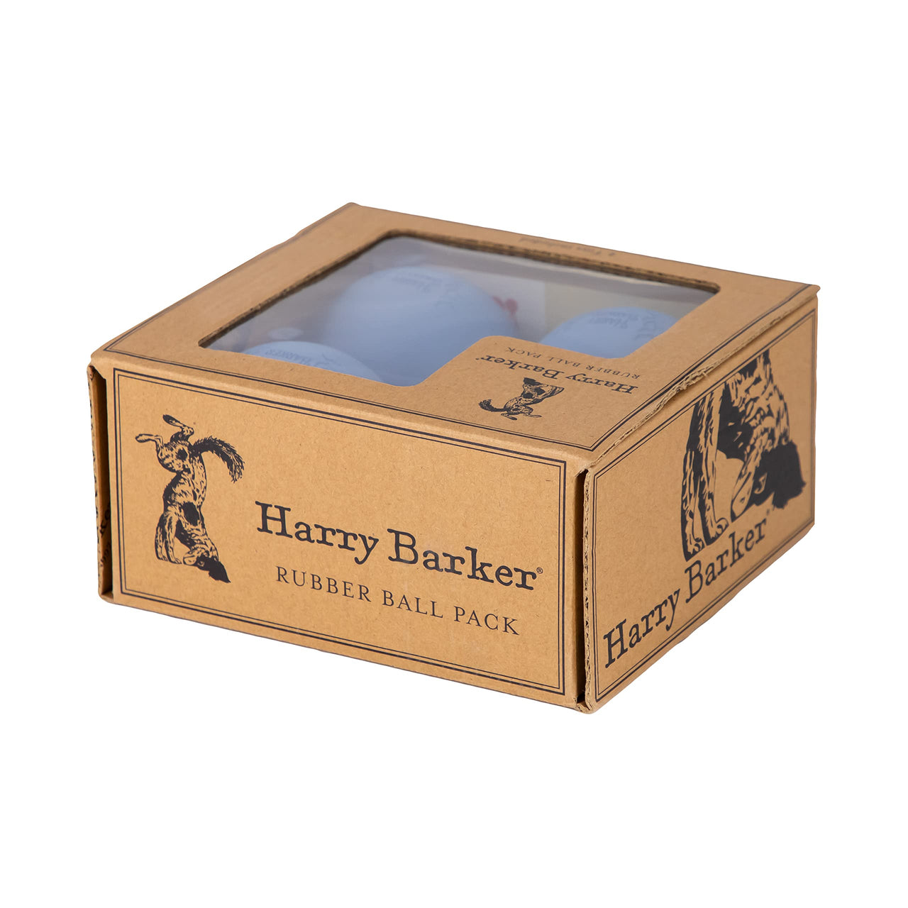 Harry Barker Rubber Balls and Rubber Chew Stick, Rubber Bone for Dogs - 3" Rubber Balls - 4 Pack