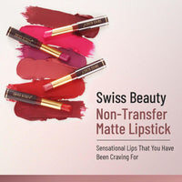 Swiss Beauty Non-Tranfer Matte Lipstick, Smooth & Waterproof, Cute Nude, 2g