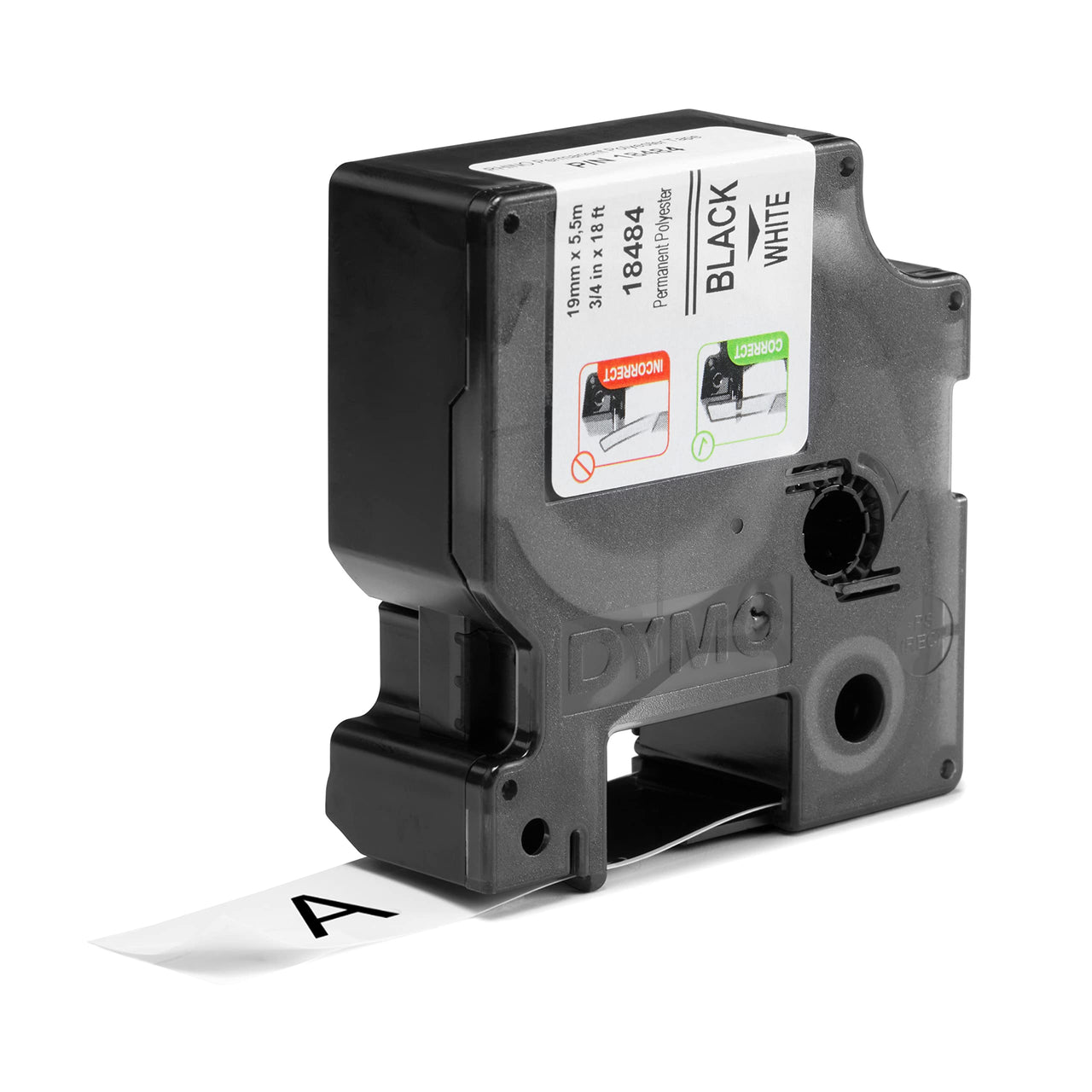 DYMO Rhino Industrial Permanent Polyester Labels, 3/4", Black Print on White Tape 3/4" (19MM)