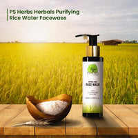 PS HERBS COSMETIC HERBS FOR A HEALTHIER YOU Herbal Rice Face Wash - Gentle Cleanser for Glowing Skin, SLS & Paraben Free, Vegan