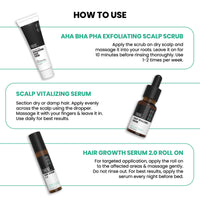ThriveCo Hair Fall & Repair Kit | Exfoliating Scalp Scrub (25ml) | Vitalizing Serum (10ml) | Hair Serum 2.0 Roll On | Promotes Hair Growth, Clears Dandruff & Buildup | Travel-Friendly