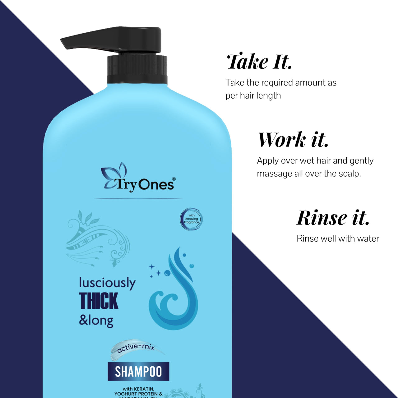 TryOnes Lusciously Thick And Long Shampoo Anti Hairfall Shampoo with Hair Fall Control and Helps Grow Long Hairs, Shampoo for women & men 1000 ml