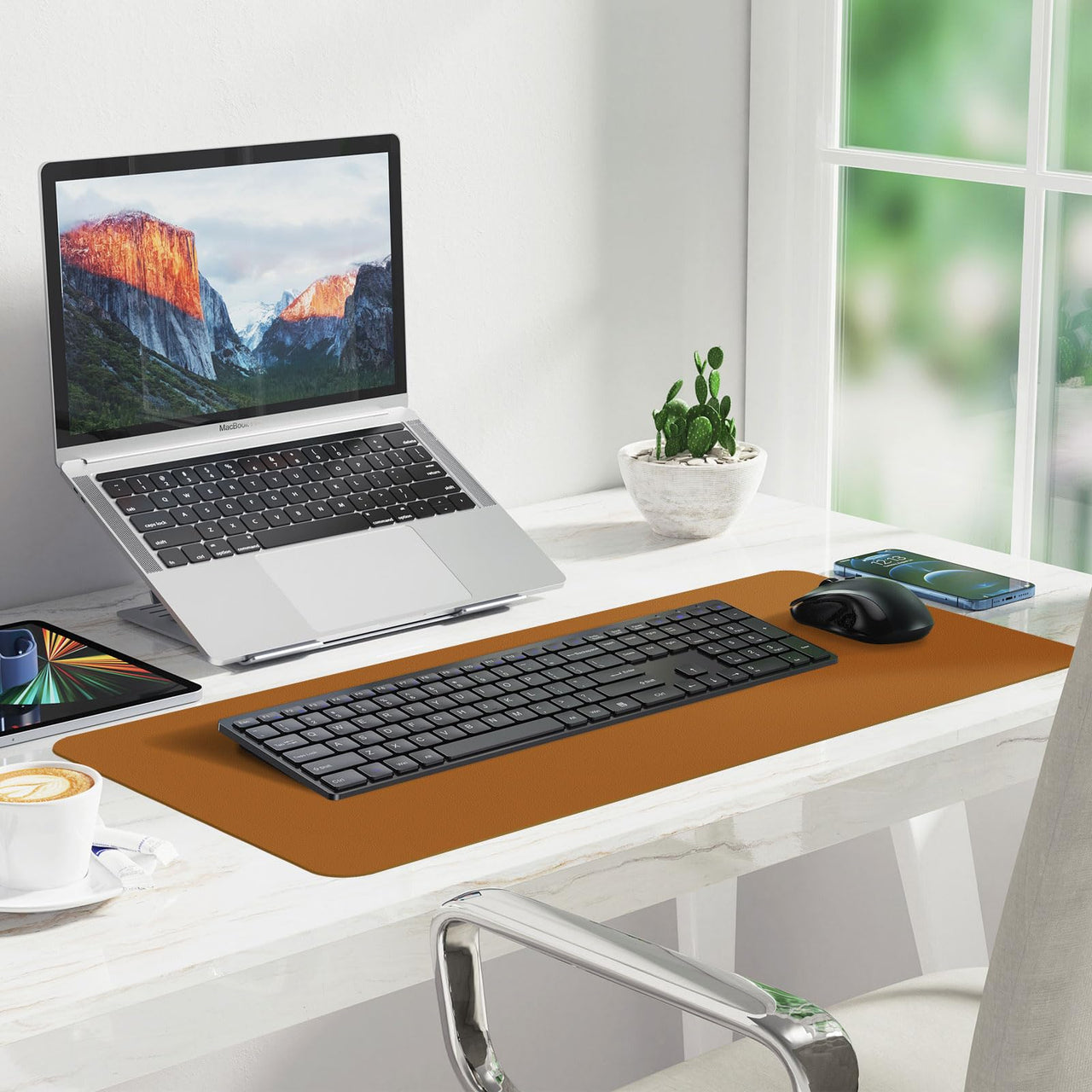 Desk Pad,Large Mouse Pad, Non-Slip PU Leathers Writing Pad,Desktop Protection Pad,Computer Desk Pad, Waterproof Table Mat, Desk Mat for Office and Home Writing (Brown;23.6"x 13.7") Brown 23.6"x 13.7"