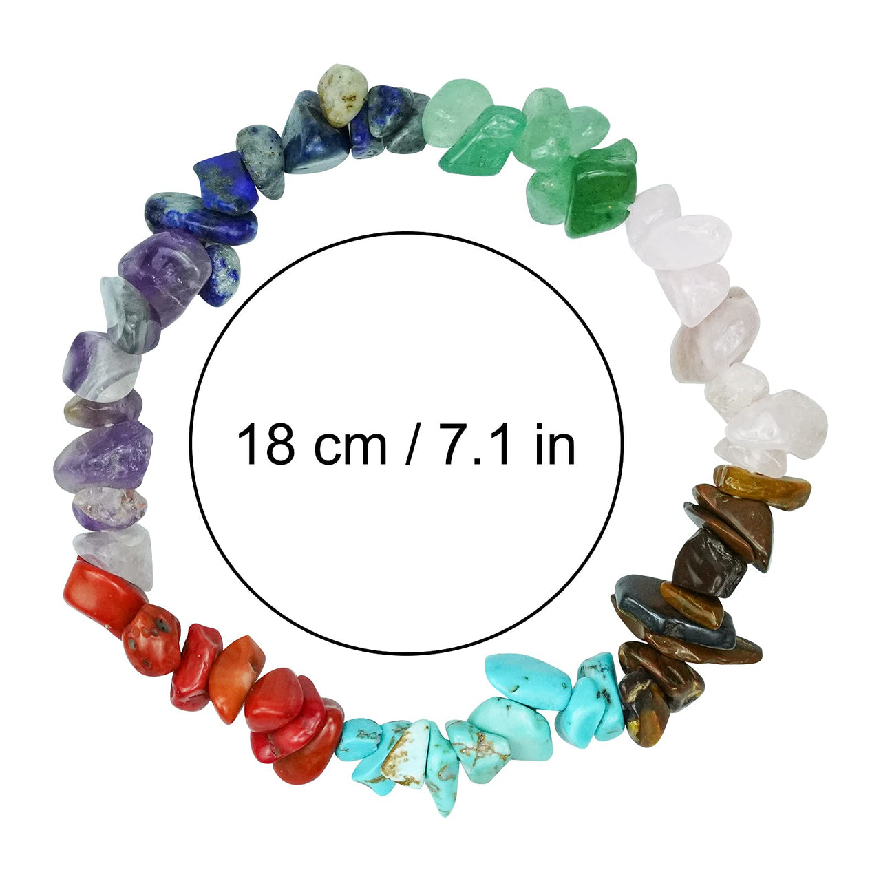 Rbenxia 12 Chakra Stones Healing Crystals Natural Gemstone Chakra Crystal Bracelets Colorful Gravel Chakra Bracelets Irregular Tumble Polished Healing Reiki Stretch Chip Bracelets