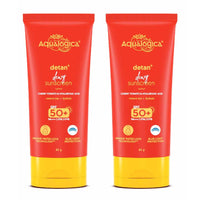 Aqualogica Detan+ Dewy Sunscreen with Cherry Tomato & Hyaluronic Acid with SPF 50 & PA++++ for Men & Women - For Normal, Dry & Combination Skin - 80g | Pack of 2