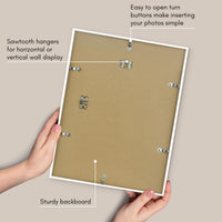 Americanflat 14x18 Picture Frame in White - Use as 5x7 Picture Frame with Mat or 14x18 Frame Without Mat - Thin Border Photo Frame with Plexiglass Cover - Vertical or Horizontal Wall Display