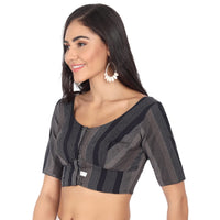 JISB Women's  Cotton Geometric Half Sleeve Blouse