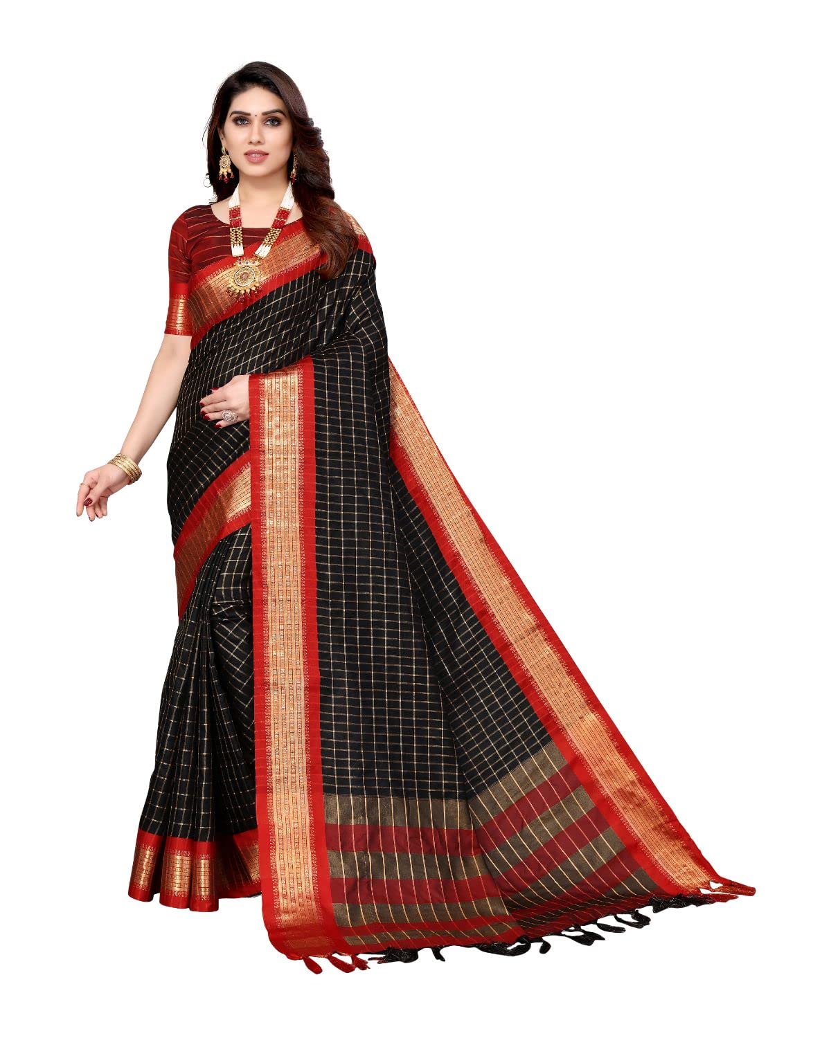 Tarshika Women's  Cotton Silk Handloom Weaving Silk Saree With Rich Contrast Pallu(COTTON SILK SAREE_04)