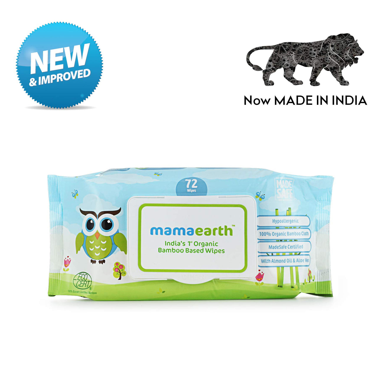Mamaearth Easy Tummy Roll On for Digestion & Colic Relief with Hing & Fennel 40Ml & India's First Organic Bamboo Based Baby Wipes (72 Wipes) Combo