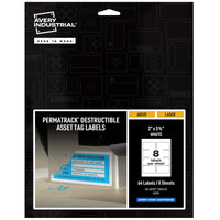 Avery White Asset Tag Labels, 3-3/4
