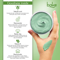 BAKE 2% Salicylic Acid Clay Mask Niacinamide for Acne Prone, Oily Skin, Open Pores & Blackheads | Anti Acne Clay Mask with Kaolin Clay | For Dark Spots, Oily Skin & Blemishes - 100g