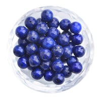 100Pcs Natural Crystal Beads Stone Gemstone Round Loose Energy Healing Beads with Free Crystal Stretch Cord for Jewelry Making (Lapis, 8MM) Lapis